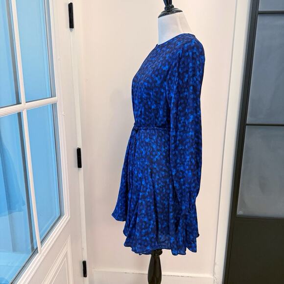 Willa Story Silk Dress Women's Size XS Blue Print Long Sleeve Mini Anthropologie - Picture 5 of 14